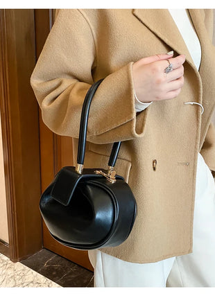 Bolso de mano con bola redonda para mujer, bolso de bolos de diseñador de marca, Mini bolsos de hombro de cuero PU, bolso de lujo para mujer, bolso para axila a la moda