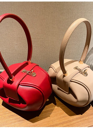 Bolso de mano con bola redonda para mujer, bolso de bolos de diseñador de marca, Mini bolsos de hombro de cuero PU, bolso de lujo para mujer, bolso para axila a la moda