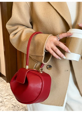 Bolso de mano con bola redonda para mujer, bolso de bolos de diseñador de marca, Mini bolsos de hombro de cuero PU, bolso de lujo para mujer, bolso para axila a la moda