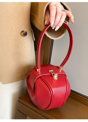 Bolso de mano con bola redonda para mujer, bolso de bolos de diseñador de marca, Mini bolsos de hombro de cuero PU, bolso de lujo para mujer, bolso para axila a la moda