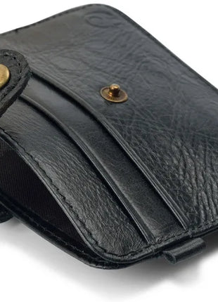 Cartera delgada de cuero genuino para hombre, monedero pequeño para hombre, Mini monedero, cartera fina Portomonee, tarjetero para hombre