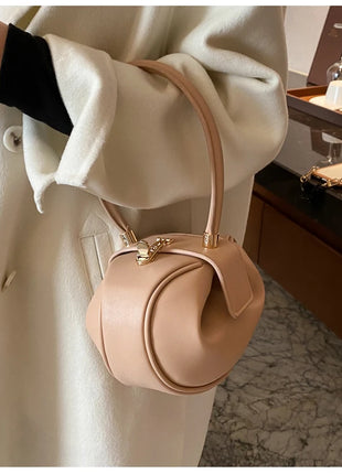 Bolso de mano con bola redonda para mujer, bolso de bolos de diseñador de marca, Mini bolsos de hombro de cuero PU, bolso de lujo para mujer, bolso para axila a la moda