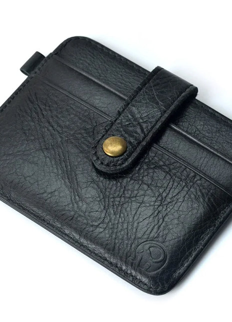 Cartera delgada de cuero genuino para hombre, monedero pequeño para hombre, Mini monedero, cartera fina Portomonee, tarjetero para hombre