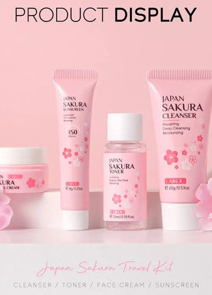 Sakura-juegos y kits para el cuidado de la piel con limpiador, suero, crema para ojos, crema de esencia, productos de belleza para mujeres, juegos de regalo, Kit de viaje de rutina