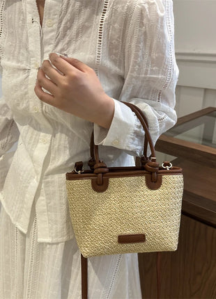 Nuevos bolsos cruzados tejidos de paja para mujer, bolsos de hombro tipo Bombonera para vacaciones de verano, bolsos de playa para verano