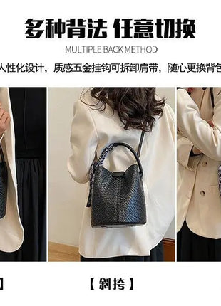 Bolso tipo cubo tejido a mano para mujer, Mini bolso tipo cubo con cadena, bandolera para mujer, bolso Hobo de verano