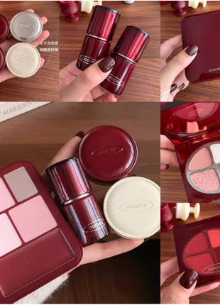 Colección de Maquillaje Navideño Joocyee, Bálsamo Labial y para Mejillas, Acabado Brillante o Mate, Crema Multiusos, Lápiz Labial, Crema para Rubor, Original