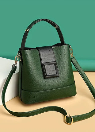 Elegant Solid Color Bucket Bag with Adjustable Shoulder Strap Versatile Crossbody Handbag for Women, Lightweight with Zipper.