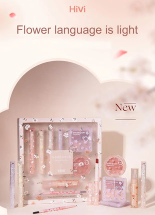 Set de belleza de 8 piezas con maquillaje de lápiz labial, corrector, sombra de ojos, cejas y rubor