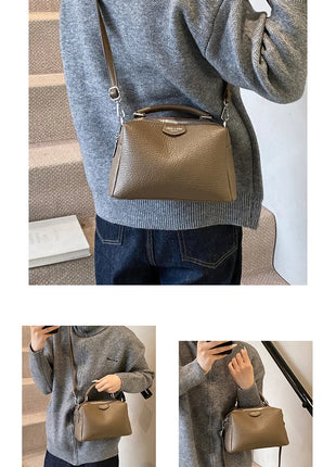Nuevos bolsos cruzados de moda, bolso de cuero PU para mujer, bolso de mano Simple de alta calidad, bolso Boston Vintage, bolsos de hombro para mujer