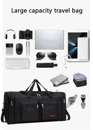 Bolsa de viaje de gran capacidad, estilo informal, múltiples compartimentos y bolsillos, perfecta para viajes cortos, bolsa de viaje deportiva