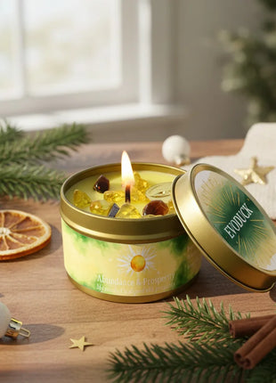 Velas perfumadas de 3 oz, aroma de lavanda y manzanilla con cristales curativos, ideales para regalos navideños, Navidad/Halloween y decoración del hogar