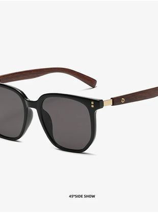 Gafas de sol clásicas de grano de madera para hombre y mujer, lentes de sol cuadradas de gran tamaño Retro, moda masculina y femenina, gafas de sol para conducir para vacaciones de verano