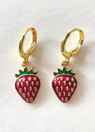 Conjunto de pendientes y collar de joyería de fresa, joyería independiente y2k