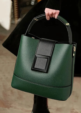 Elegant Solid Color Bucket Bag with Adjustable Shoulder Strap Versatile Crossbody Handbag for Women, Lightweight with Zipper.