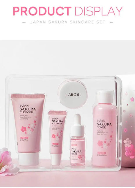 5/3 unids/set Sakura juegos para el cuidado de la piel crema Facial suero tóner limpiador Facial protector solar crema para ojos caja de regalo producto para el cuidado de la piel Facial