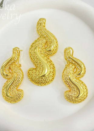Conjuntos de joyería dorada de Dubái para mujer, collar nupcial italiano de lujo, pendientes colgantes, accesorios para fiesta de boda, regalos para mujer