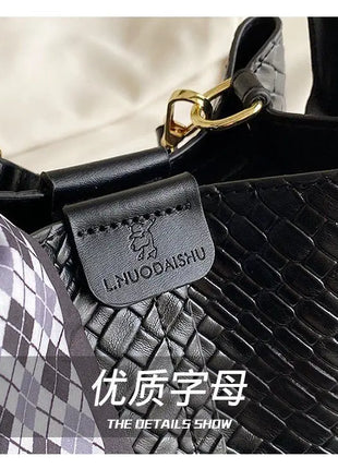 Bolso tipo cubo tejido a mano para mujer, Mini bolso tipo cubo con cadena, bandolera para mujer, bolso Hobo de verano