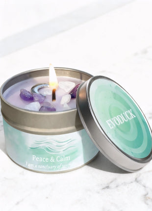 Velas perfumadas de 3 oz, aroma de lavanda y manzanilla con cristales curativos, ideales para regalos navideños, Navidad/Halloween y decoración del hogar