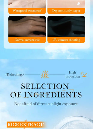 Crema de protección solar Facial SPF 50+, loción Solar protectora corporal de larga duración, no grasa, previene quemaduras solares, protección UV, bloqueador solar