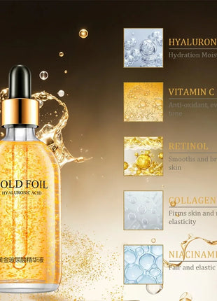 Suero Facial de nicotinamida con ácido hialurónico de oro de 24k, 100ml, antienvejecimiento, esencia de colágeno para levantamiento Facial, suero blanqueador para el cuidado de la piel