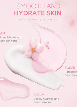 5/3 unids/set Sakura juegos para el cuidado de la piel crema Facial suero tóner limpiador Facial protector solar crema para ojos caja de regalo producto para el cuidado de la piel Facial