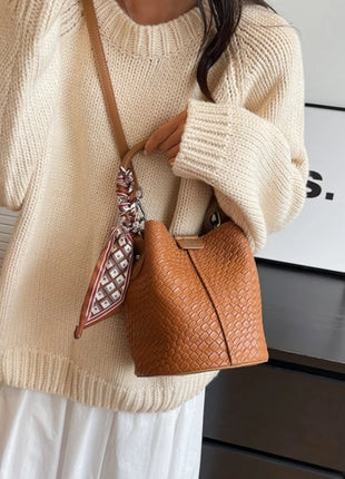 Bolso bandolera cilíndrico de piel sintética para mujer, bolso de hombro de mano de nuevo estilo a la moda, bolso tipo cubo para ir al trabajo de gran capacidad