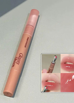Brillo labial con vitamina E, suero labial hidratante y voluminizador, brillo labial con color, bálsamo labial humectante para labios brillantes, translúcidos y suaves.