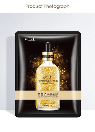 Mascarilla Facial de ácido hialurónico de oro de 24K, 10 Uds., reafirmante, hidratante, belleza, hoja para el cuidado de la piel, mascarilla Facial, cuidado Facial