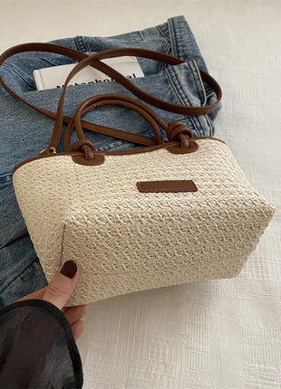 Nuevos bolsos cruzados tejidos de paja para mujer, bolsos de hombro tipo Bombonera para vacaciones de verano, bolsos de playa para verano