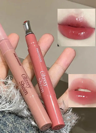 Brillo labial con vitamina E, suero labial hidratante y voluminizador, brillo labial con color, bálsamo labial humectante para labios brillantes, translúcidos y suaves.