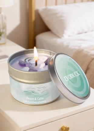 Velas perfumadas de 3 oz, aroma de lavanda y manzanilla con cristales curativos, ideales para regalos navideños, Navidad/Halloween y decoración del hogar