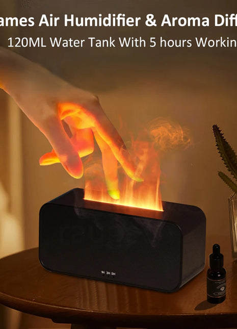Difusor de Aroma Mini humidificador de aire de 7 llamas coloridas agregar aceite esencial aromaterapia con ajuste de sincronización para el hogar dormitorio Oficina