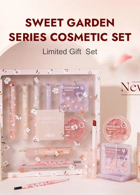 Set de belleza de 8 piezas con maquillaje de lápiz labial, corrector, sombra de ojos, cejas y rubor