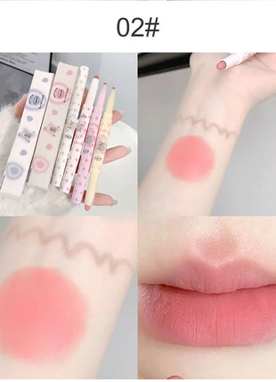 Pintalabios perlado mate de terciopelo, delineador de labios de doble punta, labios completos, delineador de labios desnudo, encantador, dulce, perrito