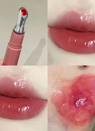 Brillo labial con vitamina E, suero labial hidratante y voluminizador, brillo labial con color, bálsamo labial humectante para labios brillantes, translúcidos y suaves.