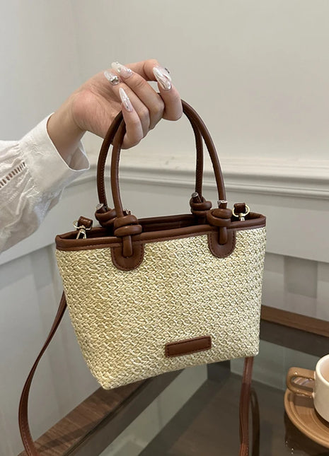 Nuevos bolsos cruzados tejidos de paja para mujer, bolsos de hombro tipo Bombonera para vacaciones de verano, bolsos de playa para verano