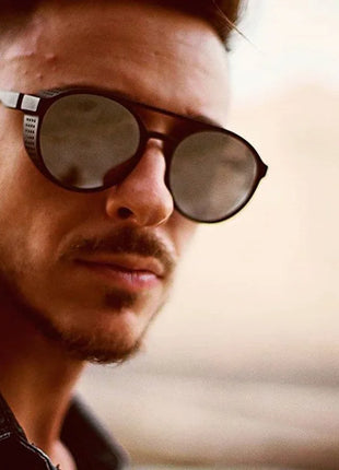 2024 gafas de sol clásicas de estilo Steampunk para hombres y mujeres, gafas de sol redondas Retro de diseñador de marca, gafas para pescar al aire libre UV400