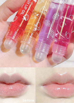 Aceite labial roll-on, brillo labial hidratante e hidratante, bálsamo labial nutritivo líquido para labios suaves y suaves, brillo duradero