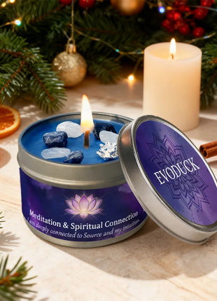 Velas perfumadas de 3 oz, aroma de lavanda y manzanilla con cristales curativos, ideales para regalos navideños, Navidad/Halloween y decoración del hogar
