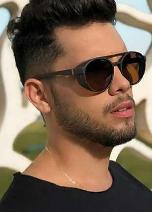 2024 gafas de sol clásicas de estilo Steampunk para hombres y mujeres, gafas de sol redondas Retro de diseñador de marca, gafas para pescar al aire libre UV400