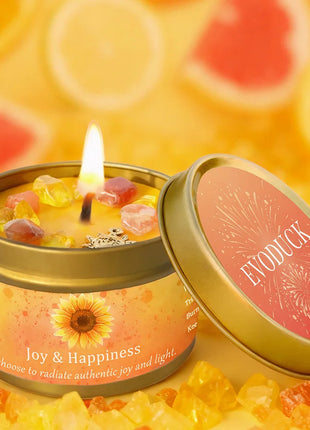 Velas perfumadas de 3 oz, aroma de lavanda y manzanilla con cristales curativos, ideales para regalos navideños, Navidad/Halloween y decoración del hogar