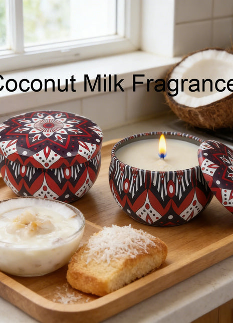 1 paquete de velas de aromaterapia con fragancia de jamón, velas de aromaterapia con lata pequeña, disponible en una flor de té blanca, hierba de cola de zorra, jazmín, vainilla, fresía, aroma de leche de coco