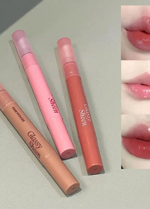 Brillo labial con vitamina E, suero labial hidratante y voluminizador, brillo labial con color, bálsamo labial humectante para labios brillantes, translúcidos y suaves.