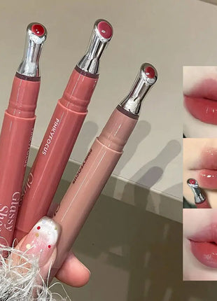 Brillo labial con vitamina E, suero labial hidratante y voluminizador, brillo labial con color, bálsamo labial humectante para labios brillantes, translúcidos y suaves.