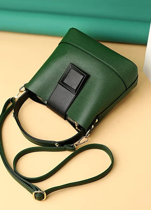 Elegant Solid Color Bucket Bag with Adjustable Shoulder Strap Versatile Crossbody Handbag for Women, Lightweight with Zipper.