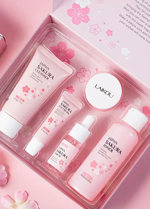 5/3 unids/set Sakura juegos para el cuidado de la piel crema Facial suero tóner limpiador Facial protector solar crema para ojos caja de regalo producto para el cuidado de la piel Facial