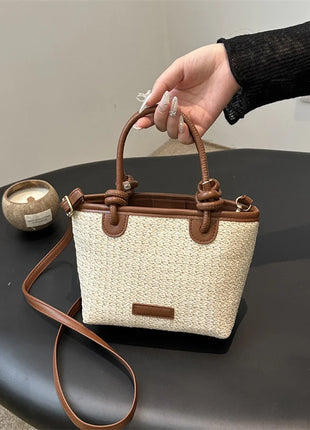 Nuevos bolsos cruzados tejidos de paja para mujer, bolsos de hombro tipo Bombonera para vacaciones de verano, bolsos de playa para verano