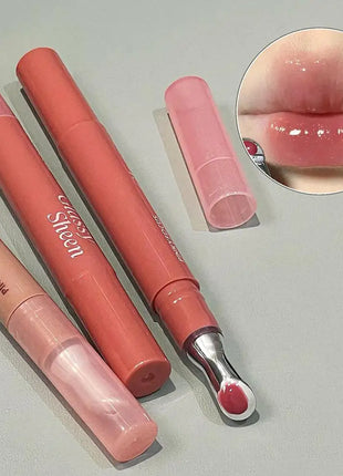 Brillo labial con vitamina E, suero labial hidratante y voluminizador, brillo labial con color, bálsamo labial humectante para labios brillantes, translúcidos y suaves.
