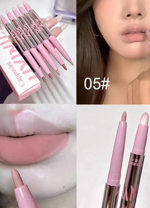 Delineador de labios desnudo con pincel de labios Cappuvini Maquillaje de labios de estilo coreano Lápiz labial mate de terciopelo de larga duración